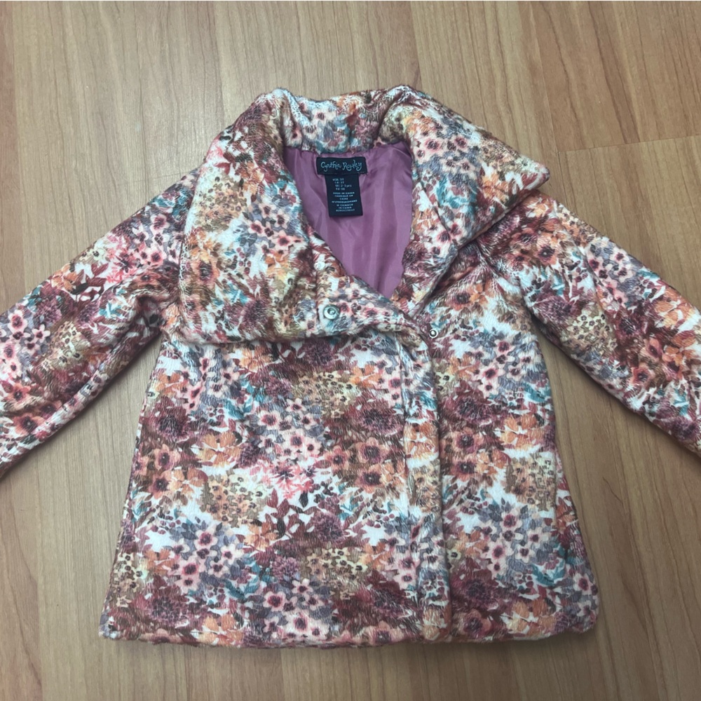 Kids Cynthia Rowley Floral Faux Fur Coat